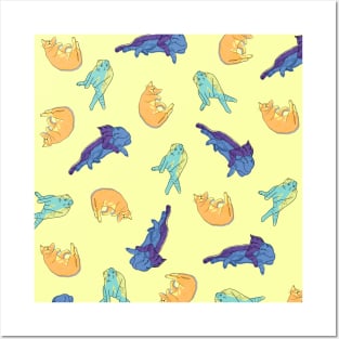 Cats Pattern - Baby Yellow Background Posters and Art